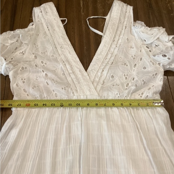 IRO Meila eyelet white cotton mini cold shoulder Longsleeve Mini dress 38 nwt - Picture 7 of 14